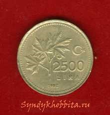 2500 лир 1992 года Турция